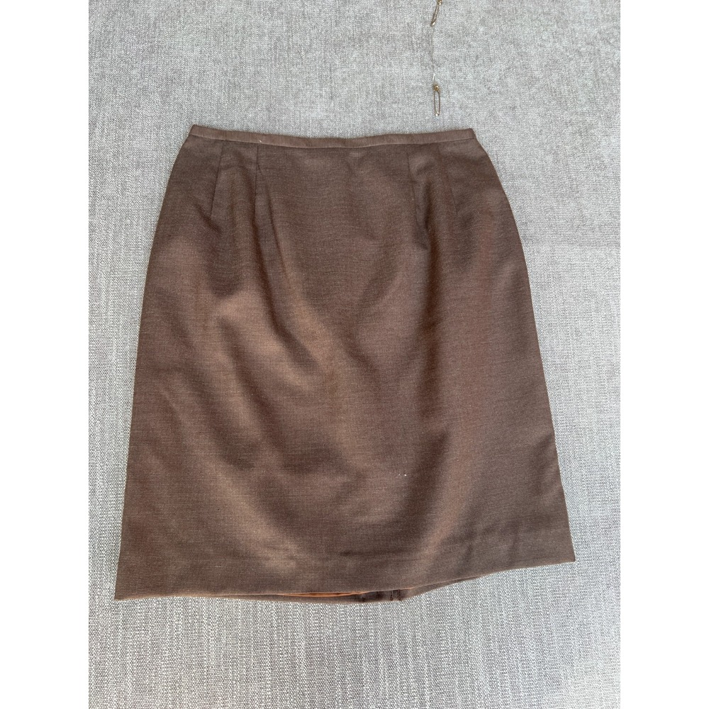 Vintage Harvé Benard Pencil Skirt Womens 12 Brown Wool Blend Professional Career